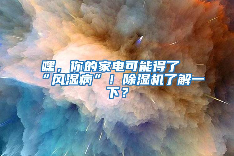 嘿，你的家電可能得了“風濕病”！除濕機了解一下？